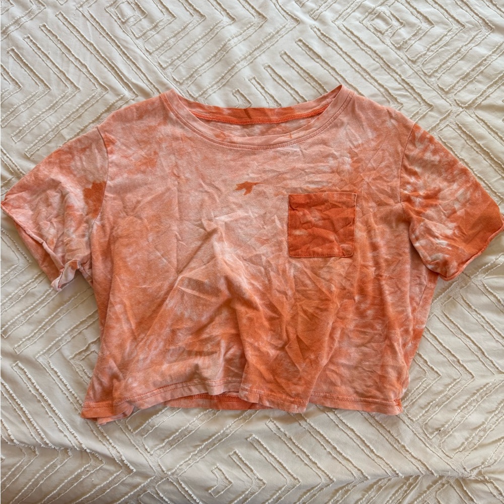 Orange tie dye cropped tee